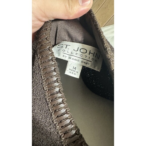 Vintage St. John Brown Tweed Set Sz. 14 Jacket and Skirt 10 - Picture 10 of 11